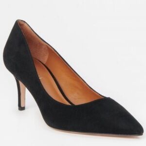 J. McLaughlin Delia black suede pointed toe kitten heels office classic